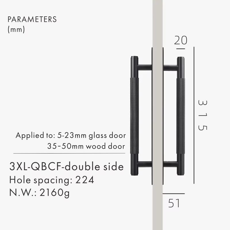 Dooroom Brass Knurled Door Handles Double Door Wood Door Shower Room Single Side Double Side Matt Gold Black Antique Brass Pulls