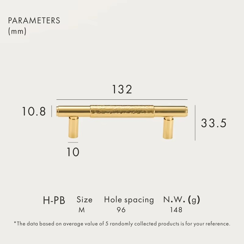 Dooroom Brass Furniture Handles Modern Hammered Shiny Gold Cupboard Wardrobe Dresser Shoe Box Drawer Cabinet Knobs T-Bar