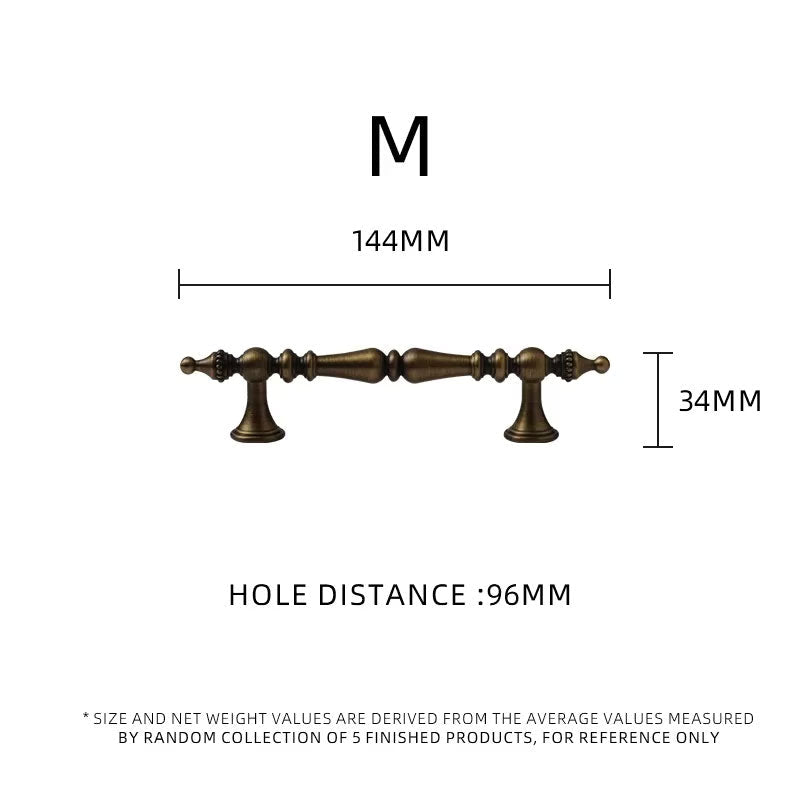 DOOROOM Brass Furniture Handles Retro Antique Bronze Senior Solid Drawer Knob Kitchen Cabinet Drawer Wardrobe Hardware Handle