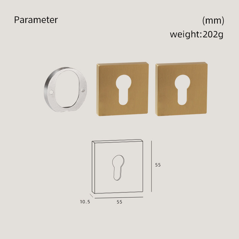 DOOROOM Brass Door Handle Accessories Euro Cylinder Escutcheon square Matt Brass Antique Bronze Black