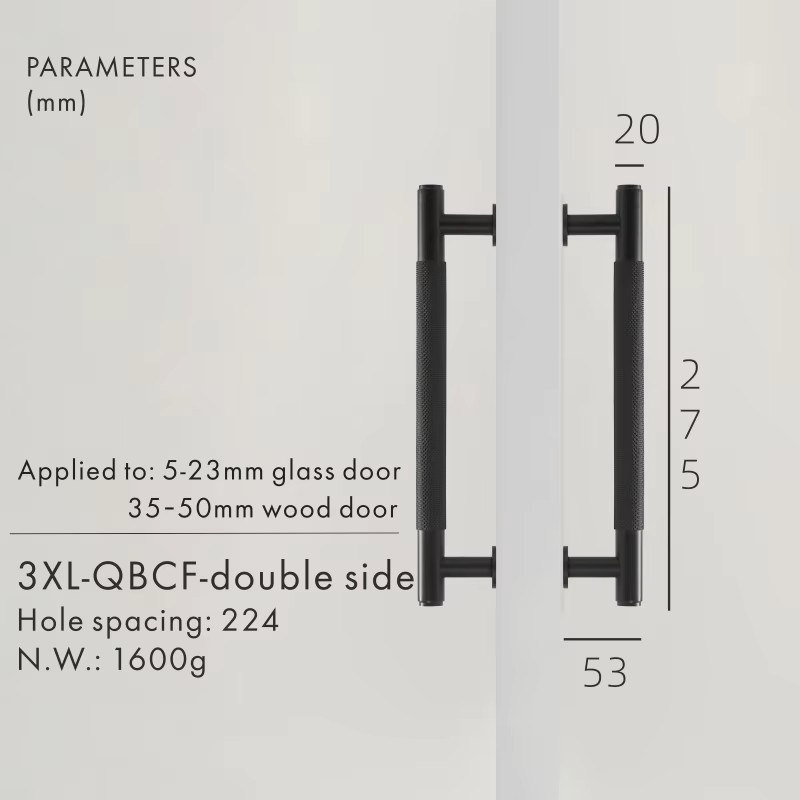 Dooroom Brass Knurled Door Handles Double Door Wood Door Shower Room Single Side Double Side Matt Gold Black Pulls