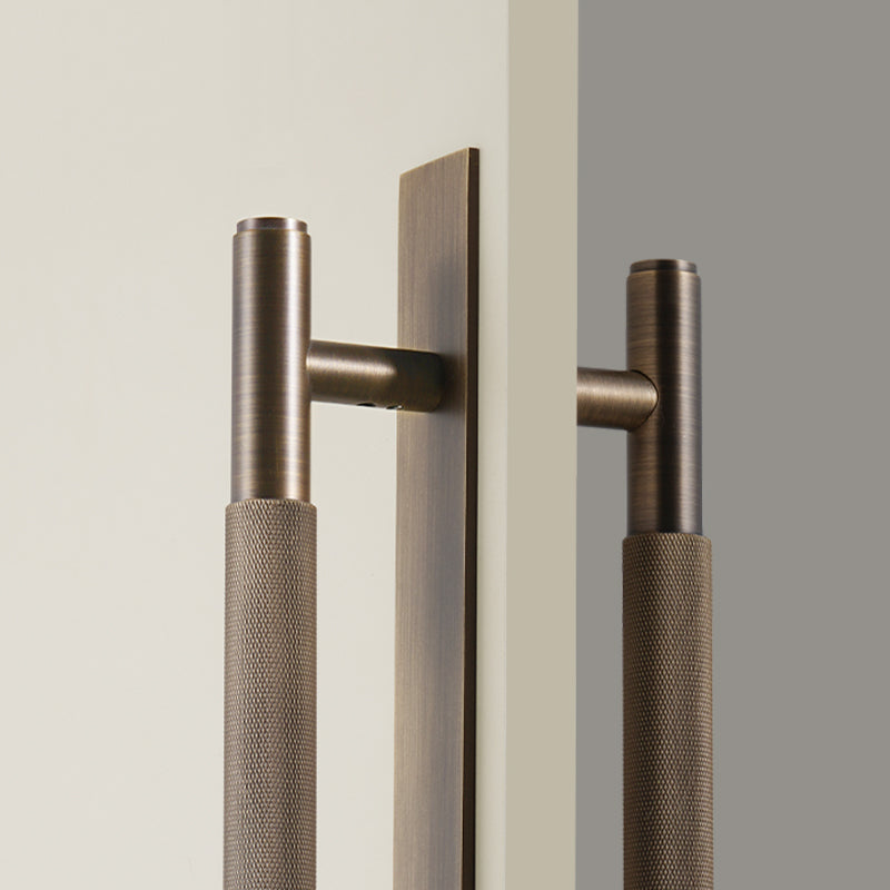 Dooroom Brass Knurled Door Handles Double Door Wood Door Shower Room Single Side Double Side Matt Gold Black Antique Brass Pulls
