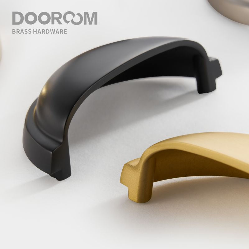 Dooroom黄铜家具拉手 哑光拉丝镍黄铜杯形拉手 橱柜衣柜梳妆台鞋盒抽屉拉手