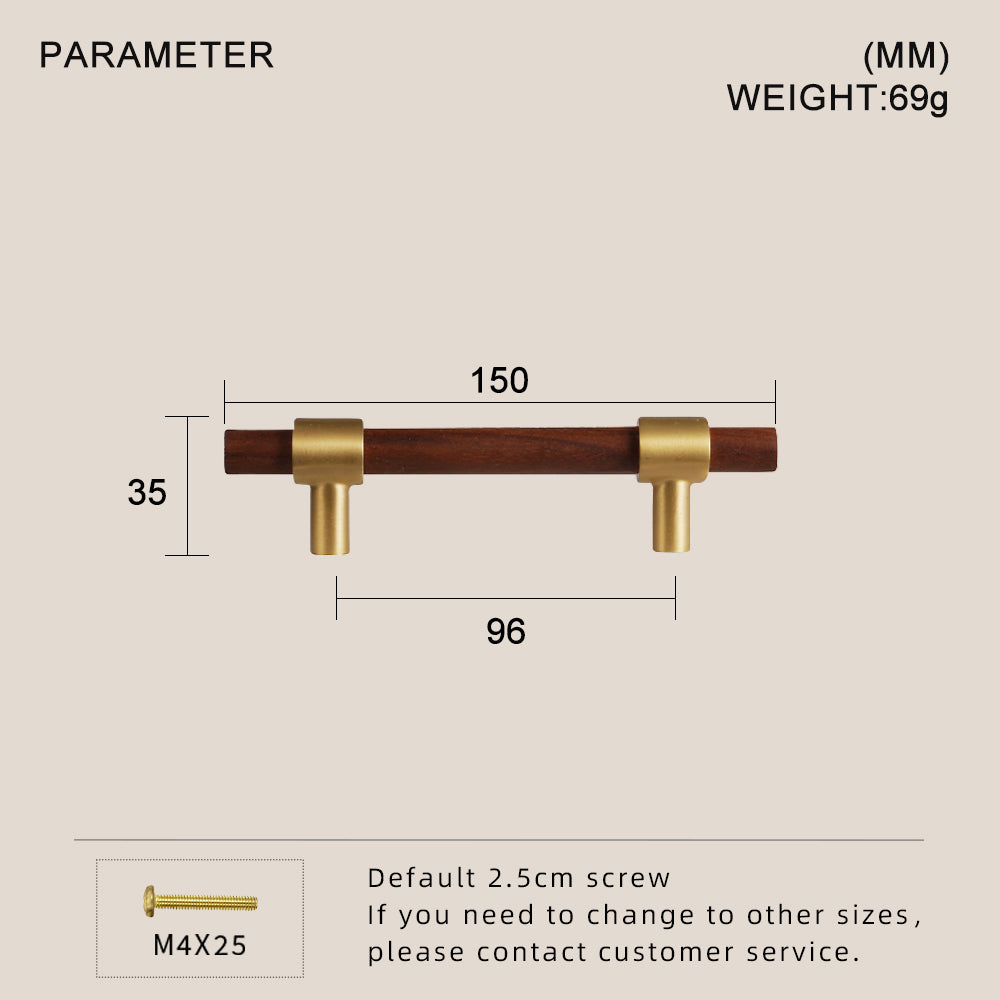 DOOROOM Brass Walnut Solid Wood Furniture Handles Closet Wardrobe Cupboard Dresser Nordic Drawer Knob Armario Modern Hardware