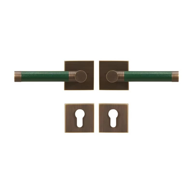 Dooroom Brass Door Lock Set Modern Replaceable Leather Interior Bedroom Bathroom Double Dummy Privacy Passage Door Lever Set