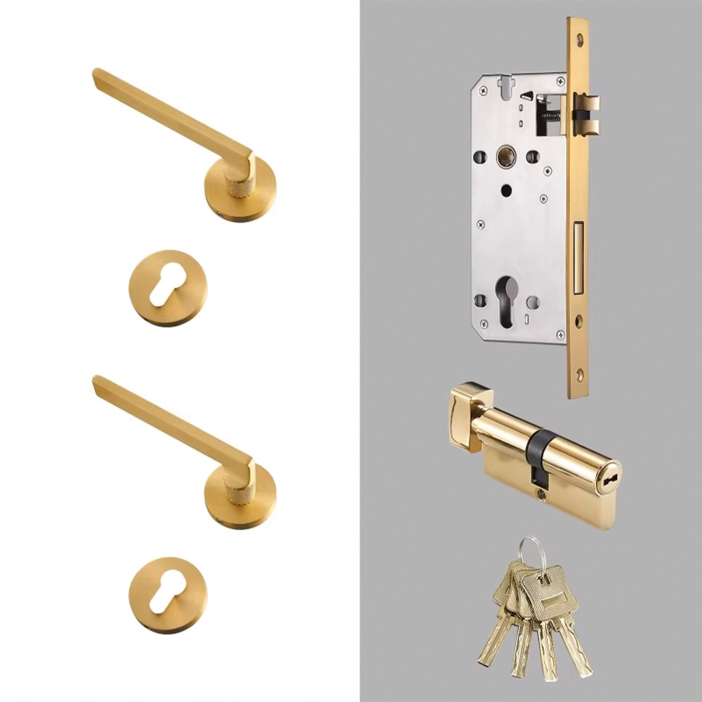 Dooroom Brass Door Lever Mute Black Gold Interior Bedroom Bathroom Wood Door Lock Set Dummy Handle Knob