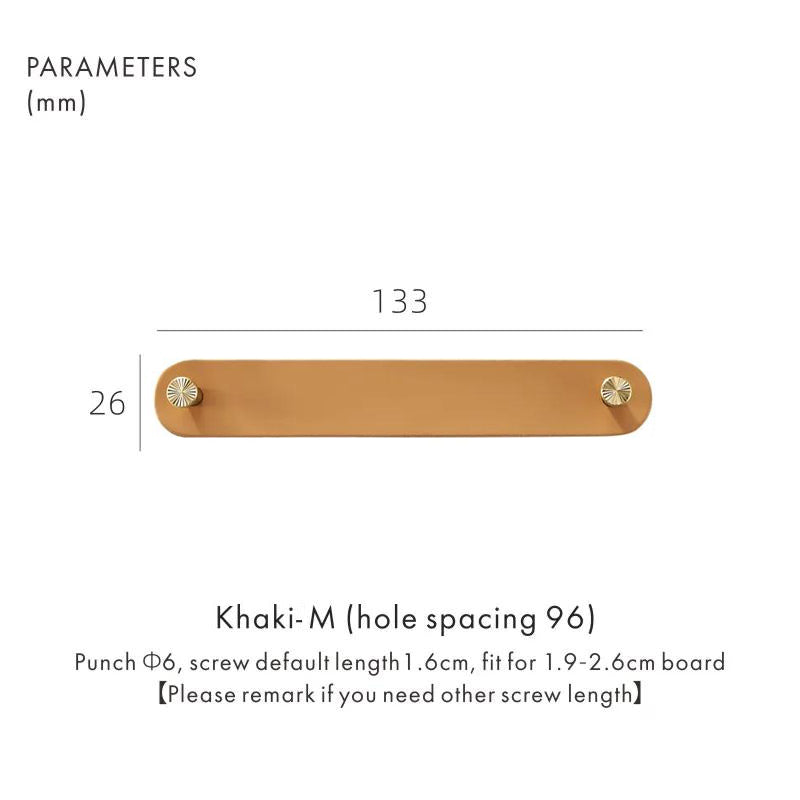 Dooroom Brass Furniture Handles Red Cow Leather Nordic
