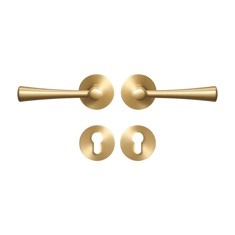 Dooroom Brass Door Lock Set Modern Light Luxury Interiror Bedroom Bathroom Double Wood Door Lever Set Dummy Handle Knob