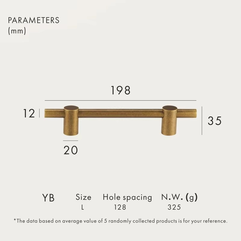 Dooroom Brass Furniture Handles Modern Yellow Bronze Cupboard Wardrobe Dresser Shoe Box Drawer Cabinet Knobs T-Bar