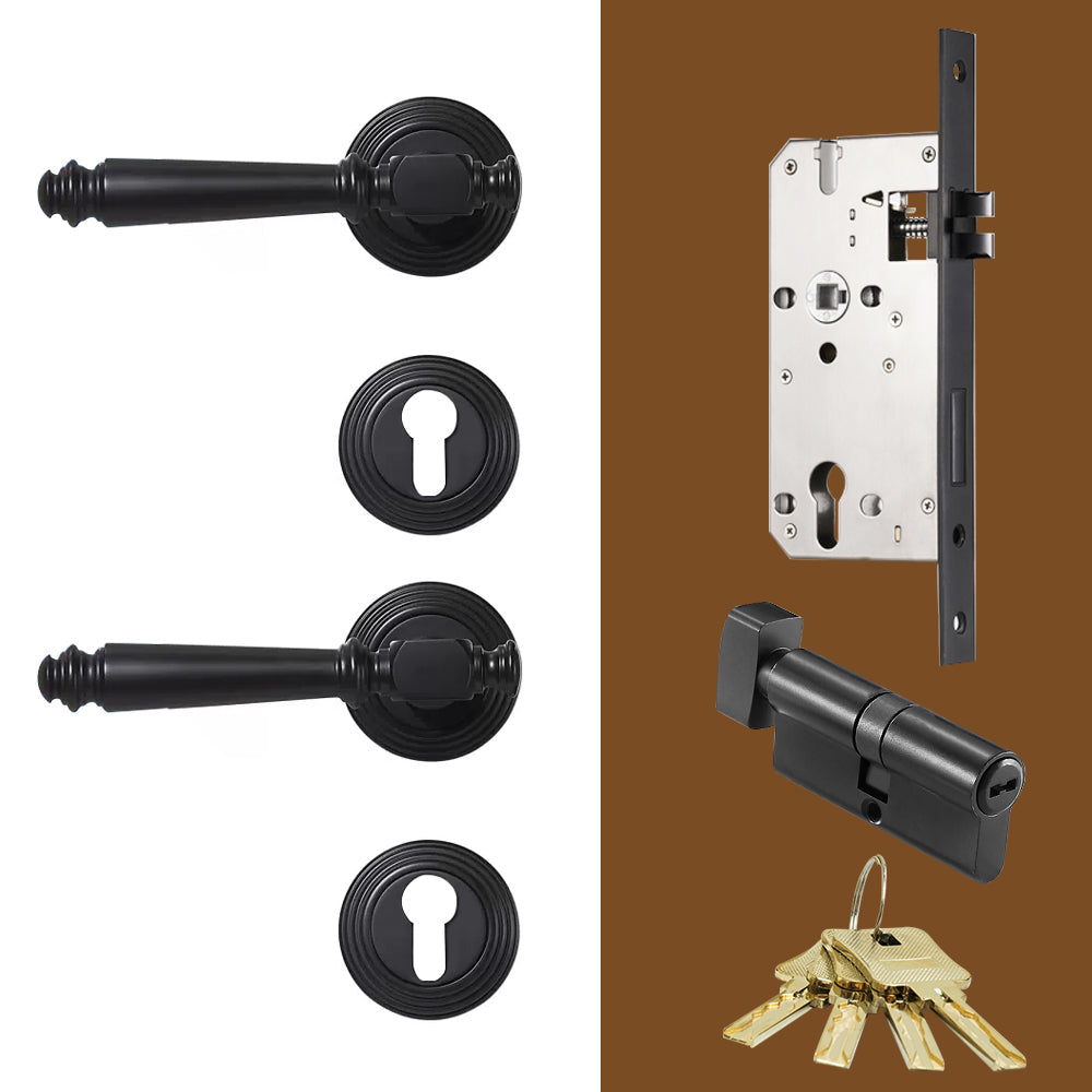 DOOROOM Indoor Door Lock Brass Set Bedroom Bathroom Double Wood Door Lever Dummy Quiet Magnetic Suction Door Lock Household