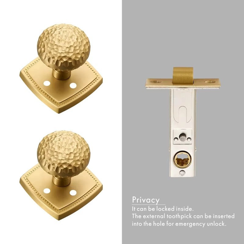 Dooroom Brass Door Lock Set Hammered Modern Bedroom Bathroom Double Lever Dummy Privacy Passage Hidden Handle Knob
