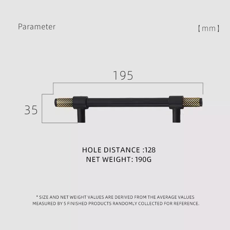 Dooroom Brass Furniture Handles T-bar Black Gold Knurled Textured Modern Italy Wardrobe Dresser Cupboard Cabinet Drawer Pulls