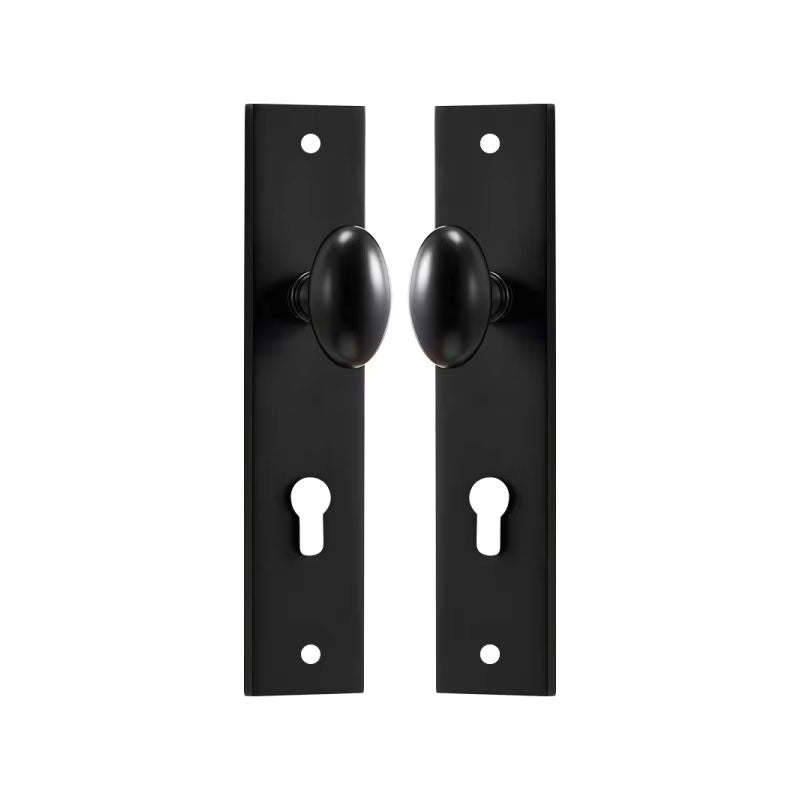 Dooroom Brass Door Lock Set Modern Egg Shaped Knob Long Plate Interior Bedroom Bathroom Double Wood Door Lever Set Dummy Handles