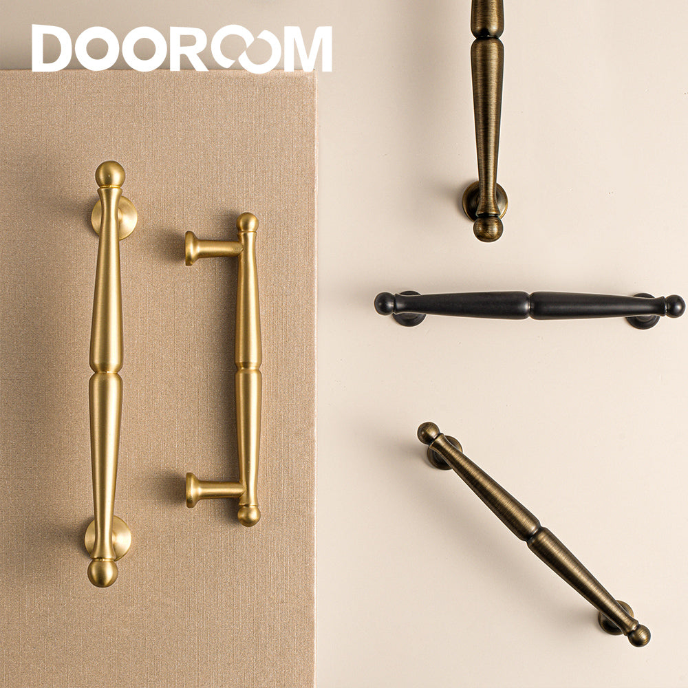 Dooroom Brass Furniture Handles Wardrobe Dresser Cupboard Cabinet Drawer Knob Black Bronze Gold American Pastoral European Pull