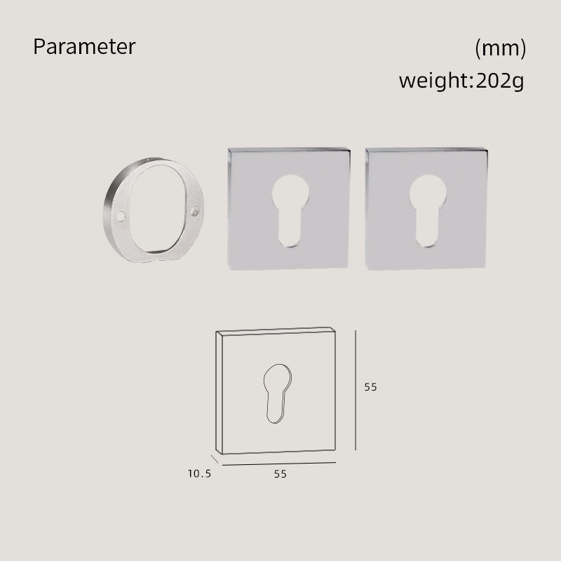 DOOROOM Brass Door Handle Accessories Euro Cylinder Escutcheon square Matt Brass Antique Bronze Black