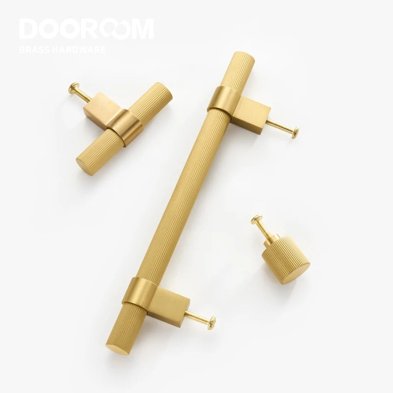 Dooroom 黄铜家具把手现代条纹橱柜衣柜梳妆台鞋盒抽屉柜把手 T 型把手