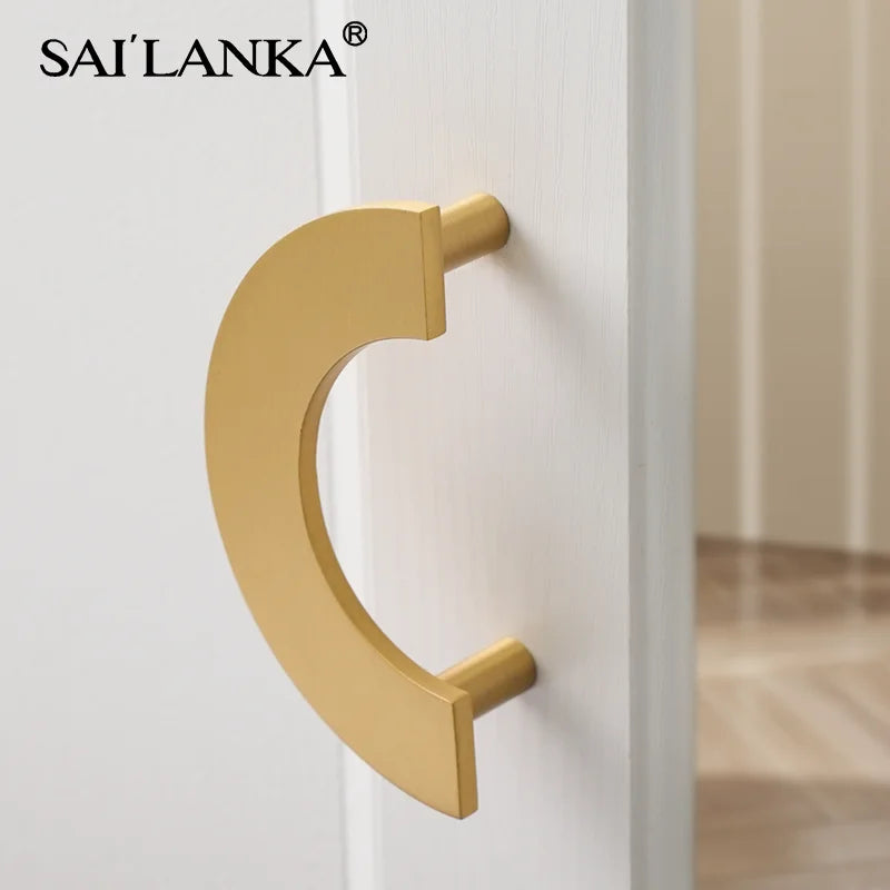 DOOROOM Brass Furniture Handles Modern Light Luxury Semi Circle Pulls Wardrobe Cupboard Armario Closet Gabinete Decoration