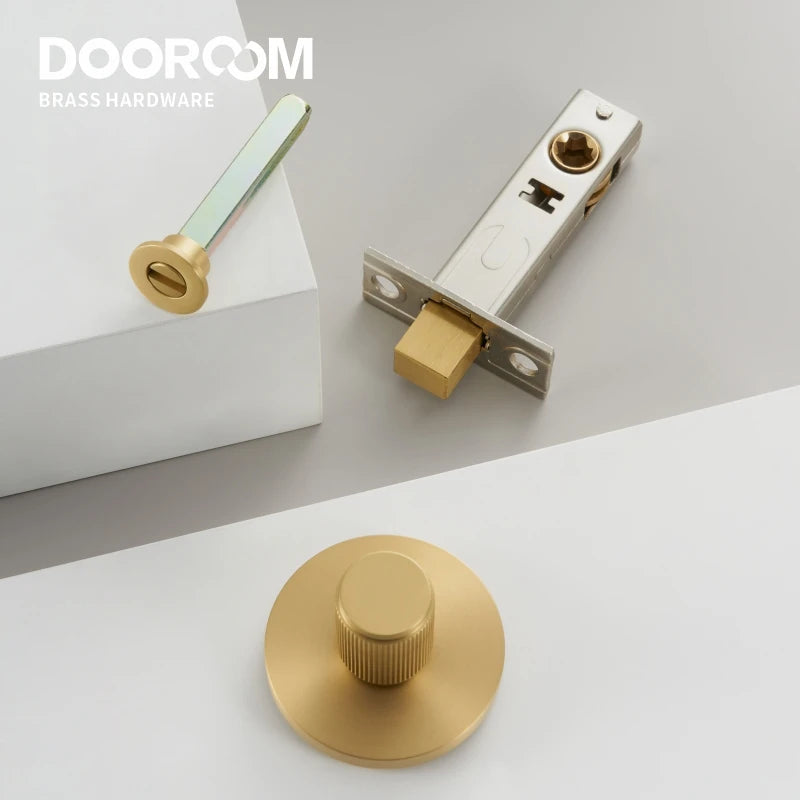 Dooroom Brass Linear Stripe Hidden Door Lock Set Living Room Bathroom Thumb Turn Matt Black Brushed Brass Open In Emergency