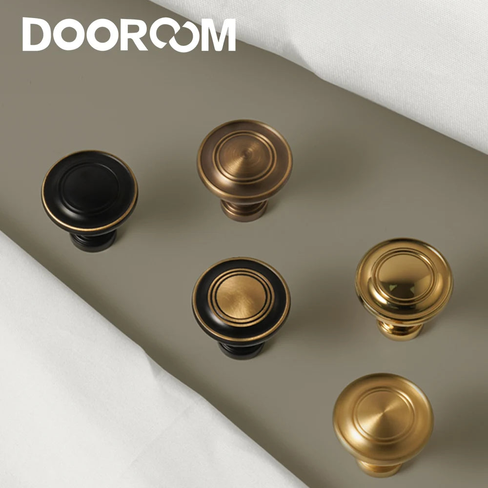 DOOROOM Solid Brass Handle Superior Quality Wardrobe Cabinet Round Drawer Knob Mushroom Type Porcelain Bling Single Hole Handle