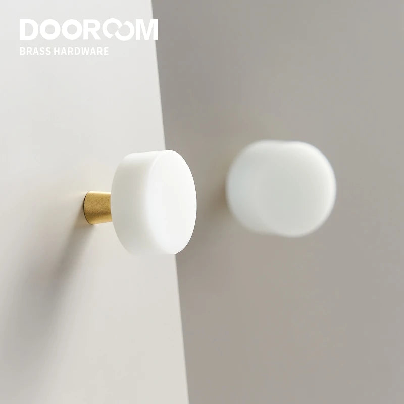 Dooroom Brass Marble Crystal Stone Furniture Handles White Green Long Round Pulls Cupboard Wardrobe Dresser Drawer Cabinet Knobs