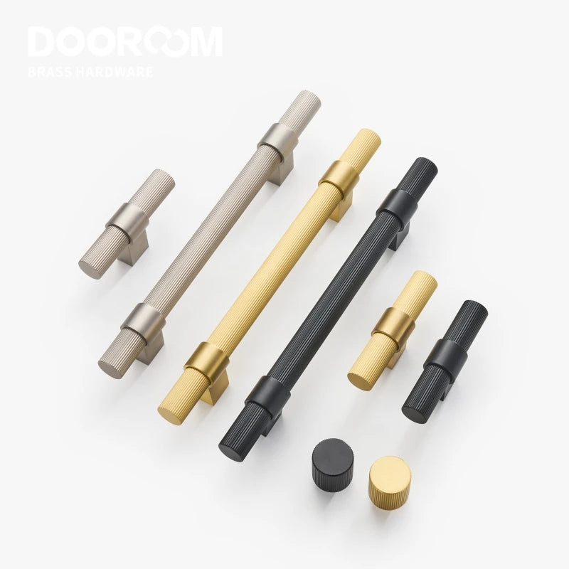 Dooroom 黄铜家具把手现代条纹橱柜衣柜梳妆台鞋盒抽屉柜把手 T 型把手