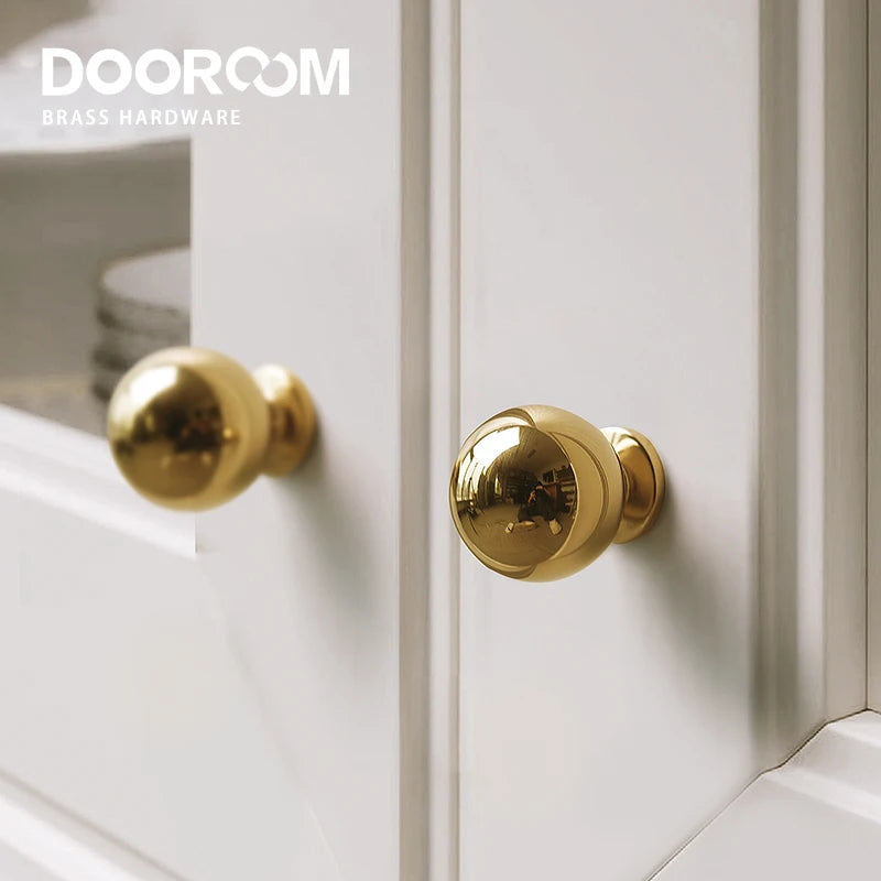 Dooroom 黄铜圆形家具把手 优质金色衣柜梳妆台橱柜门抽屉鞋盒把手