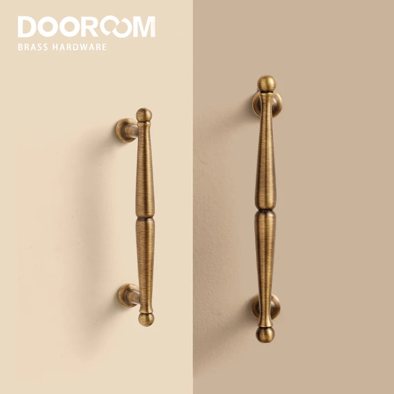 Dooroom Brass Pulls Furniture Handles Retro Style Home Brass Wardrobe Dresser Cupboard Cabinet Drawer Kitchen Accessories Pulls