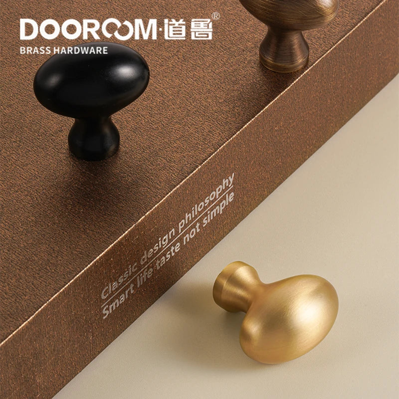 Dooroom 黄铜蛋形家具把手衣柜梳妆台橱柜门抽屉鞋盒拉手田园地中海风格旋钮