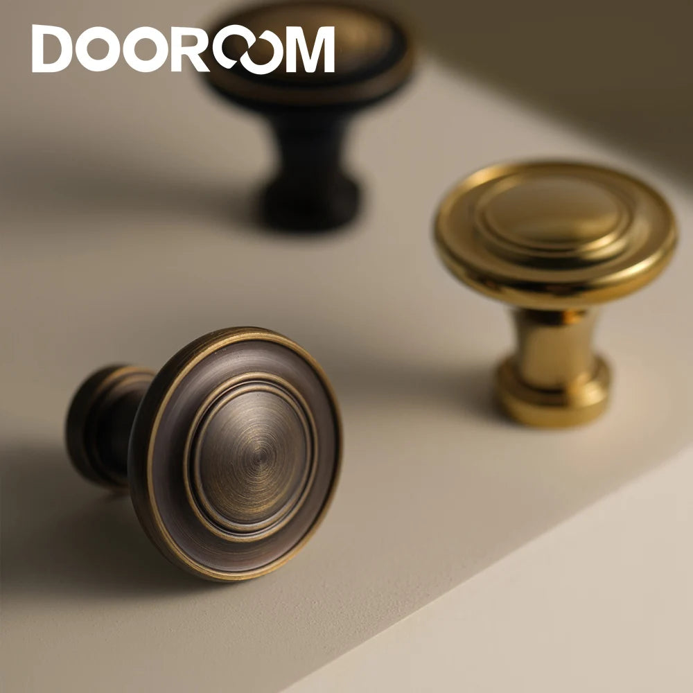 DOOROOM Solid Brass Handle Superior Quality Wardrobe Cabinet Round Drawer Knob Mushroom Type Porcelain Bling Single Hole Handle
