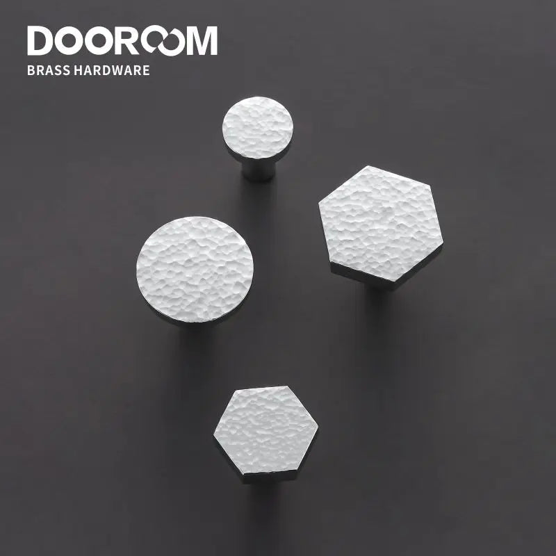 Dooroom Brass Furniture Handles Hammered Bright Satin Chrome Round Hexagon Cupboard Wardrobe Dresser Drawer Cabinet Knobs