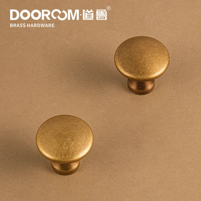 DOOROOM high-quality Solid Brass Handle New Yellow Bronze Clolor Circular Cabinet Furniture Shoe Box Drawer Handle