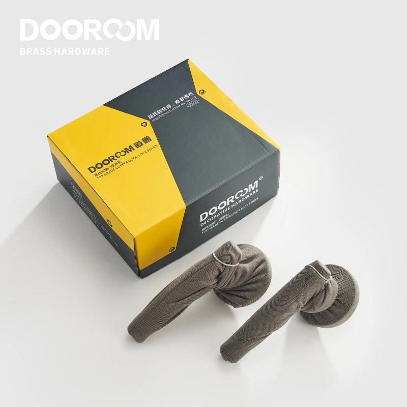 DOOROOM US Standard For 2-1/8" Hole Brass Knurled Lever Privacy Door Lock Passage Set  Round Rose 65mm Dummy Closet Handle