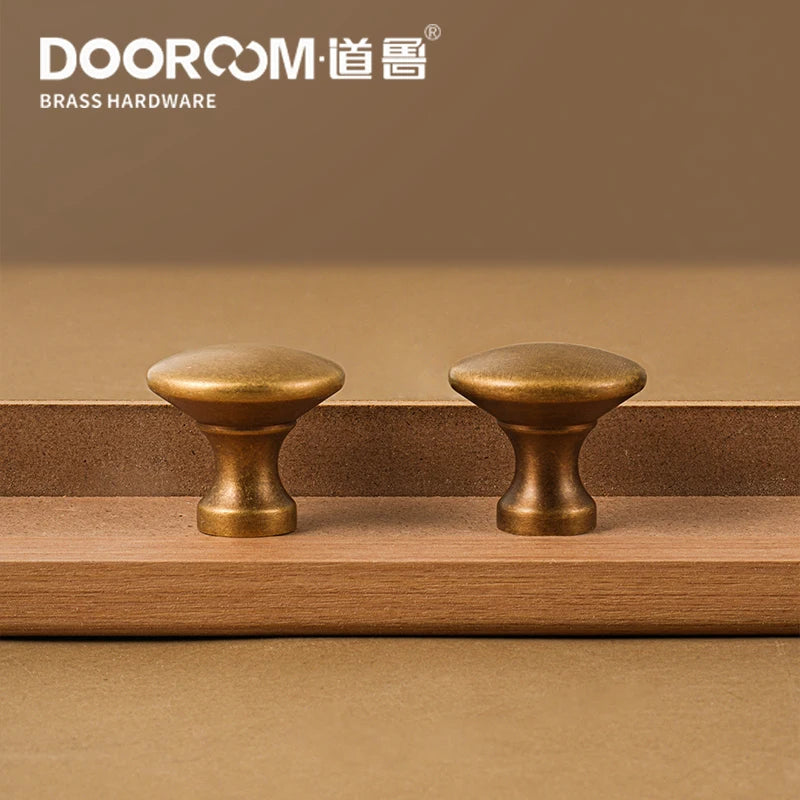 DOOROOM high-quality Solid Brass Handle New Yellow Bronze Clolor Circular Cabinet Furniture Shoe Box Drawer Handle