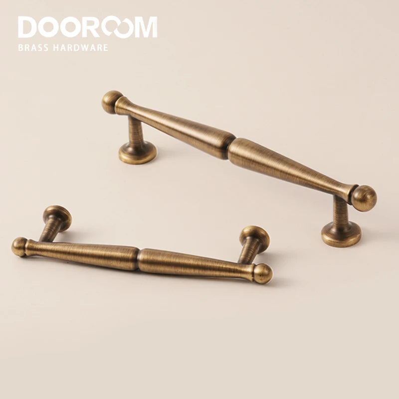 Dooroom Brass Pulls Furniture Handles Retro Style Home Brass Wardrobe Dresser Cupboard Cabinet Drawer Kitchen Accessories Pulls
