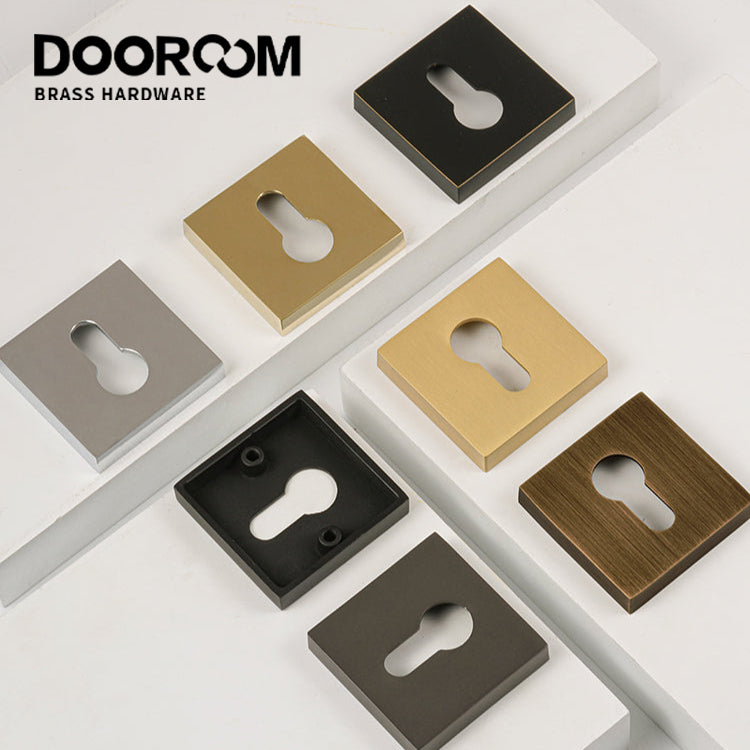 DOOROOM Brass Door Handle Accessories Euro Cylinder Escutcheon square Matt Brass Antique Bronze Black