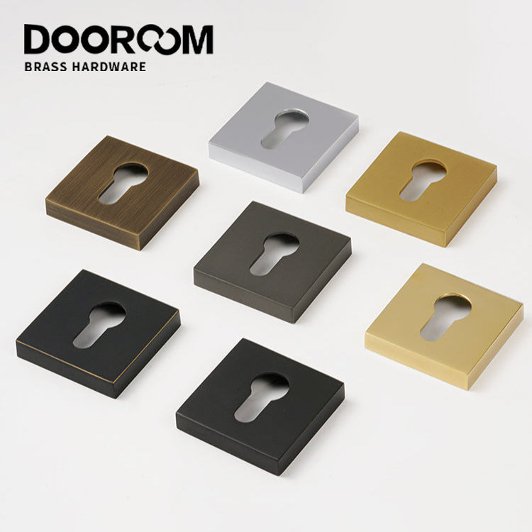 DOOROOM Brass Door Handle Accessories Euro Cylinder Escutcheon square Matt Brass Antique Bronze Black