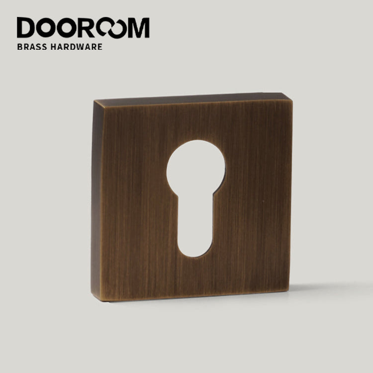 DOOROOM Brass Door Handle Accessories Euro Cylinder Escutcheon square Matt Brass Antique Bronze Black