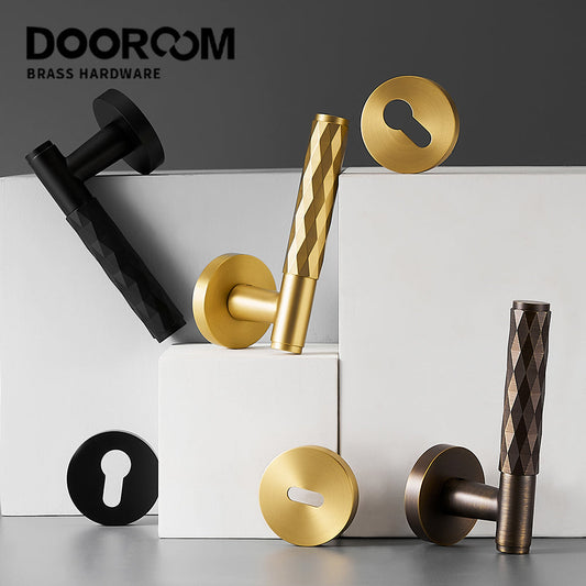 DOOROOM Brass Silent Split Door Lock Bedroom Interior Anti-theft Mechanical Lock Security Mute Bathroom Door Handle Locks