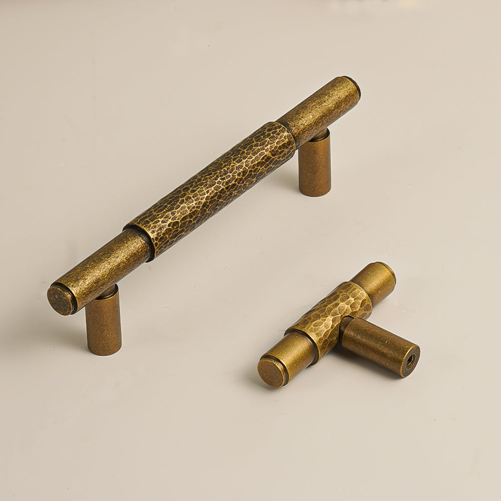 Dooroom Brass Pull Furniture Handles Modern Hammered Yellow Bronze Higher Quality Cupboard Wardrobe Dresser Drawer Cabinet Knobs