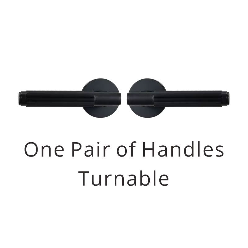 Dooroom Brass Mute Door Lock Set Modern Stripe Black Interior Bedroom Bathroom Wood Lever Dummy Handle