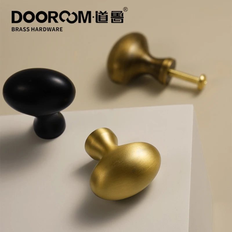 Dooroom 黄铜蛋形家具把手衣柜梳妆台橱柜门抽屉鞋盒拉手田园地中海风格旋钮