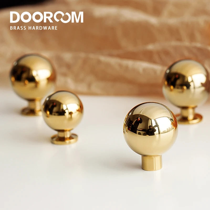 Dooroom 黄铜圆形家具把手 优质金色衣柜梳妆台橱柜门抽屉鞋盒把手