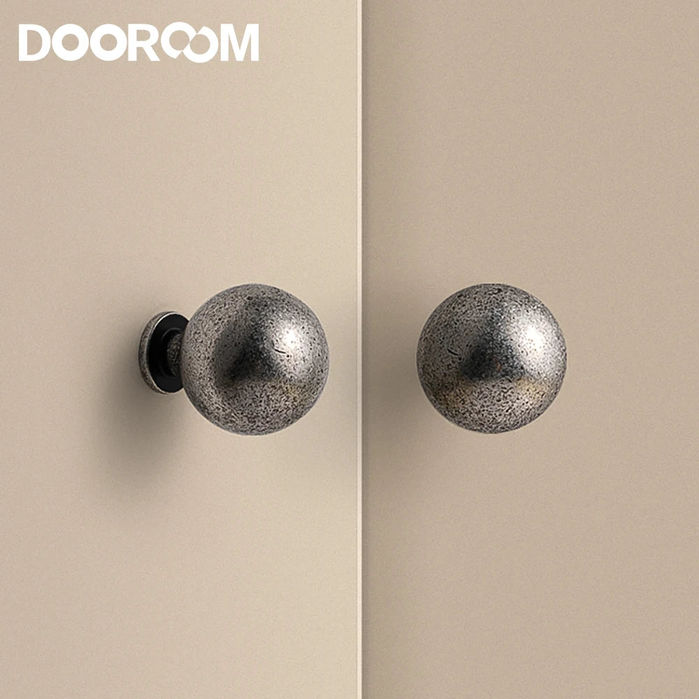 Dooroom Ancient Silver Vintage Style Round Brass Handle Wardrobe Dresser Cupboard Cabinet Door Drawer Shoe Box Handle