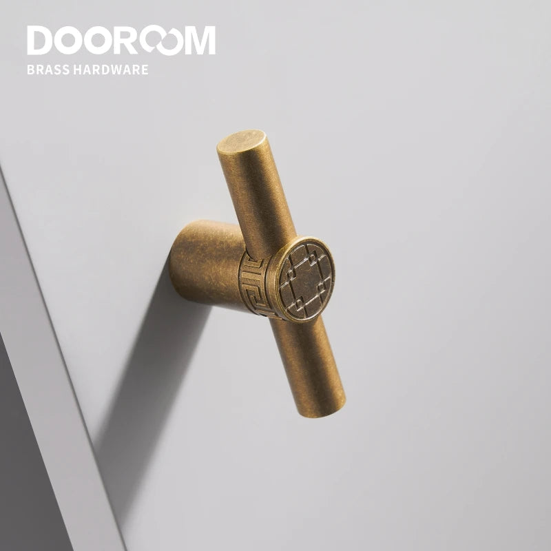 Dooroom Brass Furniture Handles Modern Yellow Bronze Cupboard Wardrobe Dresser Shoe Box Drawer Cabinet Knobs T-Bar