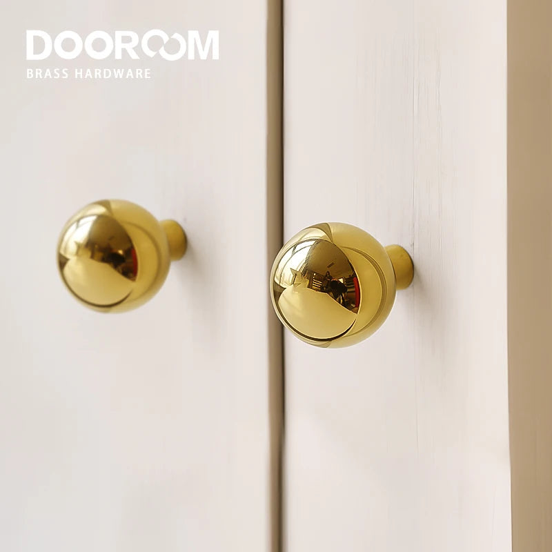 Dooroom 黄铜圆形家具把手 优质金色衣柜梳妆台橱柜门抽屉鞋盒把手