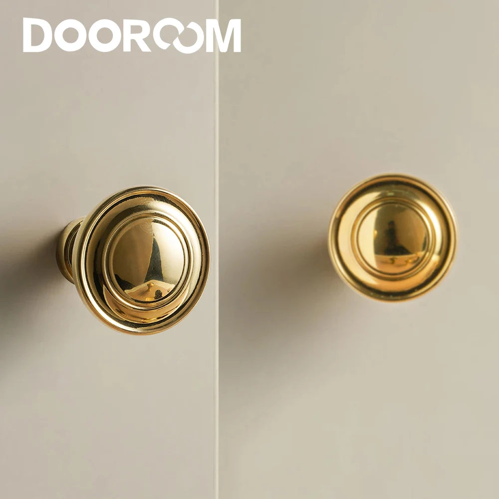 DOOROOM Solid Brass Handle Superior Quality Wardrobe Cabinet Round Drawer Knob Mushroom Type Porcelain Bling Single Hole Handle