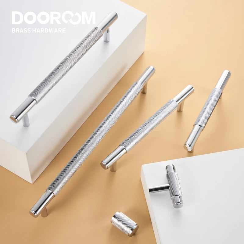 Dooroom Brass Swirl Stripe Furniture Handles T bar Long Pulls Cupboard Wardrobe Dresser Shoe Box Drawer Wine Bar Cabinet Knobs