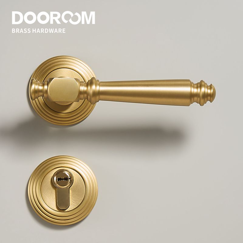 DOOROOM Indoor Door Lock Brass Set Bedroom Bathroom Double Wood Door Lever Dummy Quiet Magnetic Suction Door Lock Household