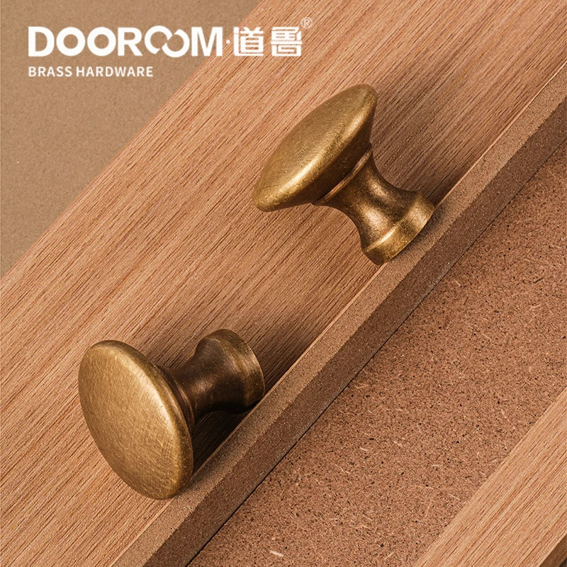 DOOROOM high-quality Solid Brass Handle New Yellow Bronze Clolor Circular Cabinet Furniture Shoe Box Drawer Handle