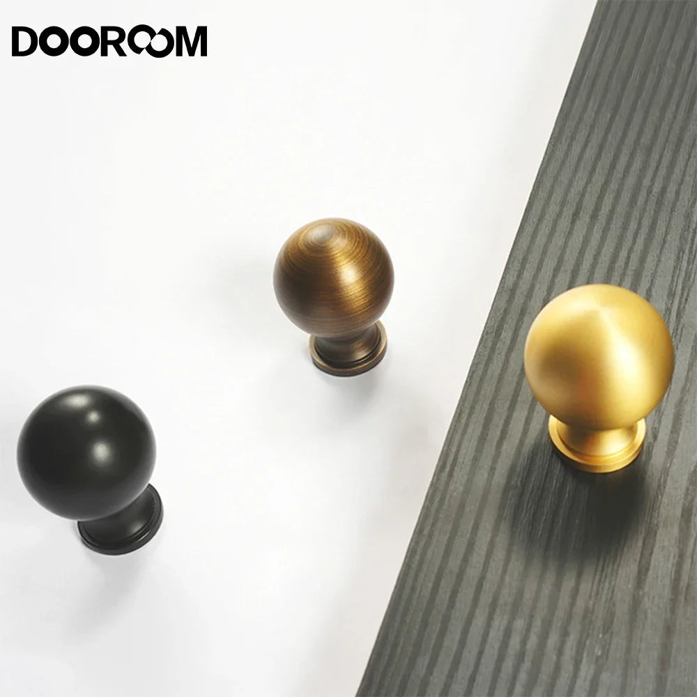 DOOROOM Brass Furniture Handles Solid Dresser Wardrobe Cupboard Drawer Knob Cabinet Drawer Pulls Handle Hardware Accessories